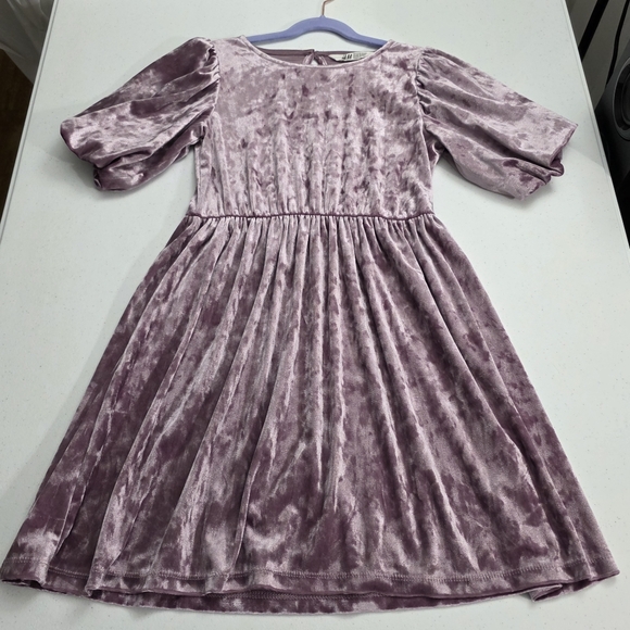 H&M Girls Light Purple Lilac Velvet Velour Ruffled Dress Size 6x/7 NEW w/o Tags - Picture 1 of 5